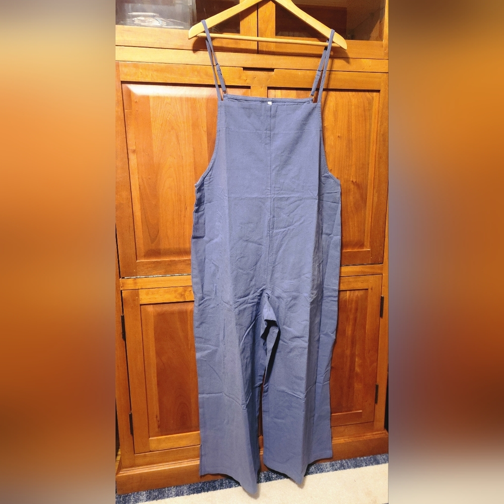 NWT Wide-leg Cotton Romper in Blue-Grey